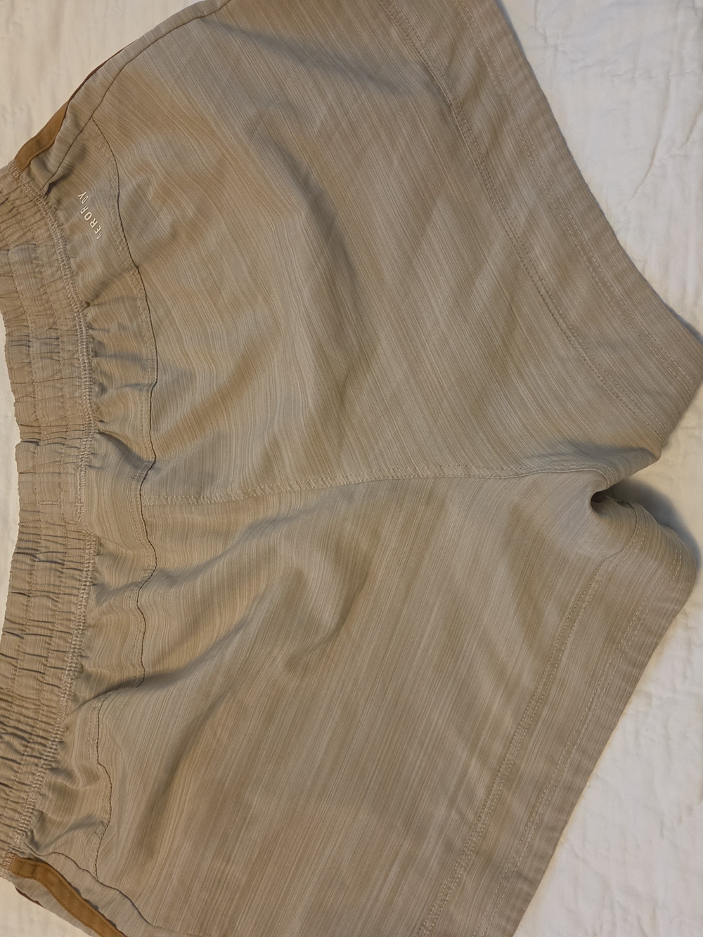 adidas Beige Athletic Shorts with Brown Side Stripes - Picture 4 of 5